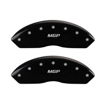 Load image into Gallery viewer, MGP 4 Caliper Covers Engraved Front &amp; Rear MGP Black Finish Silver Char 2017 Toyota Corolla IM