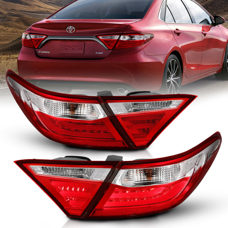 ANZO 2015-2016 Toyota Camry LED Taillights Red/Clear